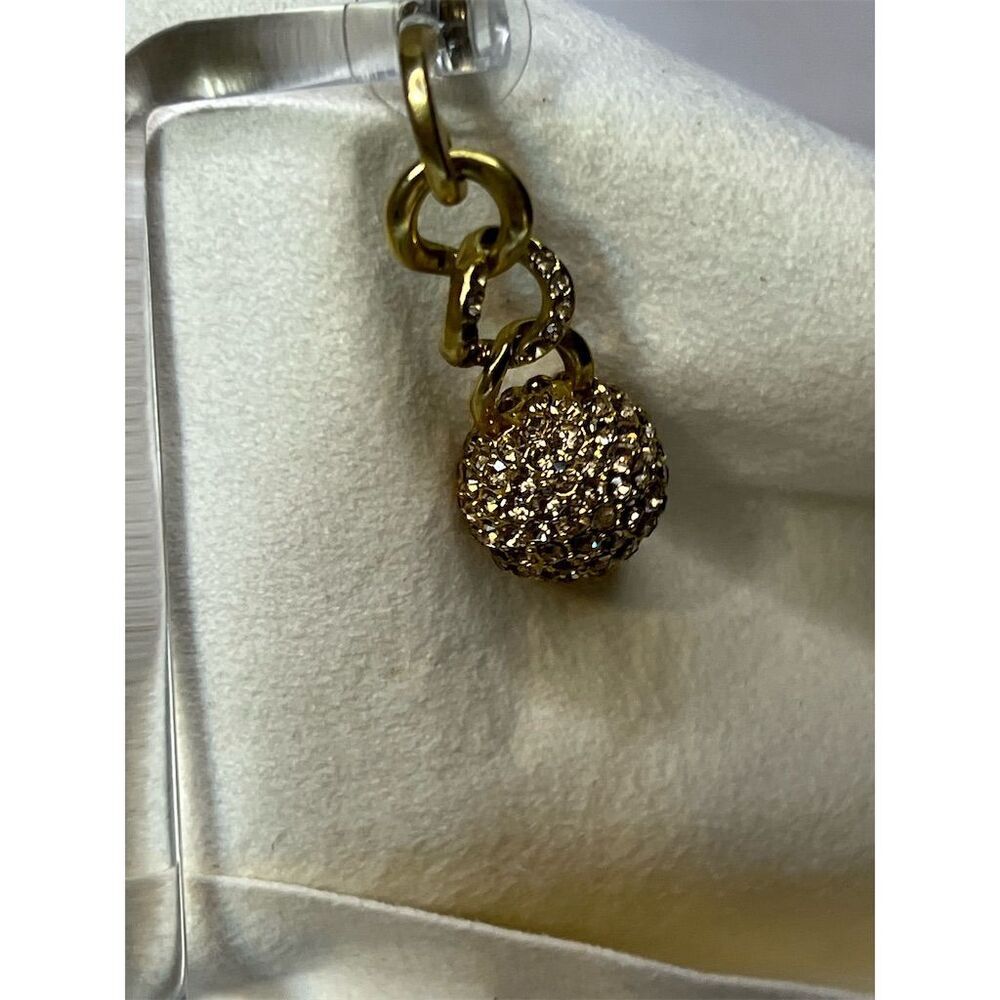 Elegant Gold Tone Crystal Ball Drop Earrings pierced - Picture 5 of 5